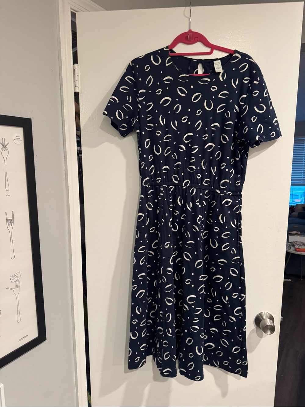 Vintage Lands' End Navy Short-Sleeve Midi Dress 100% cotton
